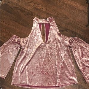 Crushed Velvet cold shoulder American Eagle top